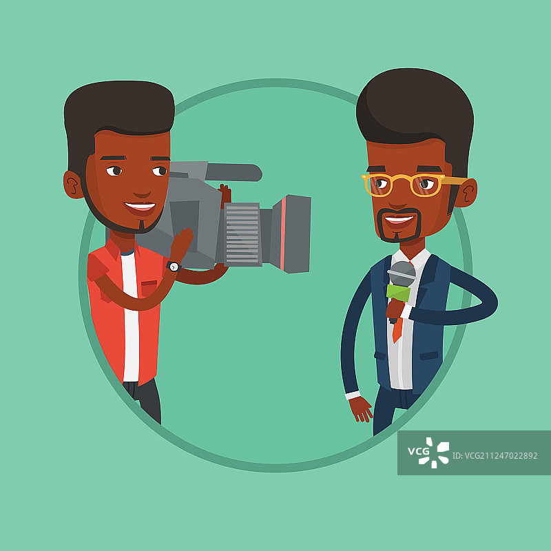 电视记者与摄像师图片素材