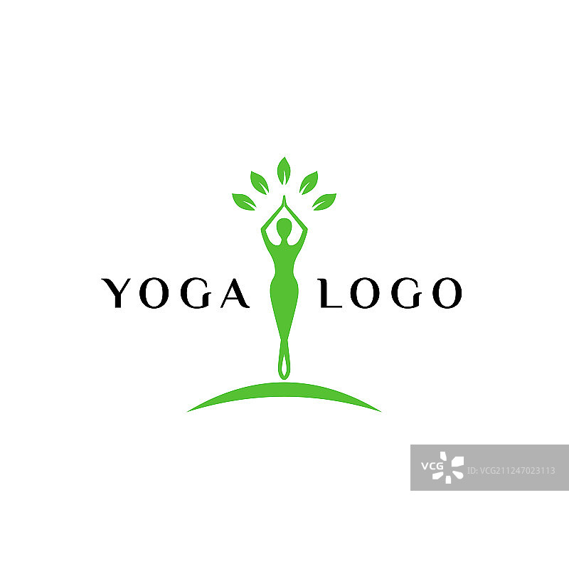 绿色瑜伽健康标志模板图片素材