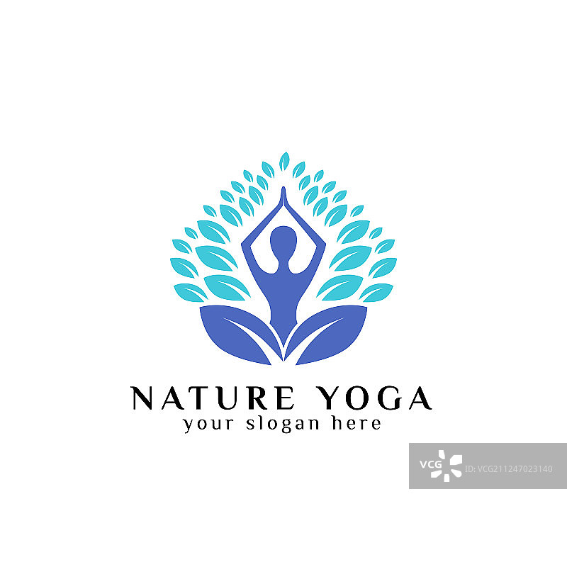 瑜伽标志设计：冥想的人物图片素材