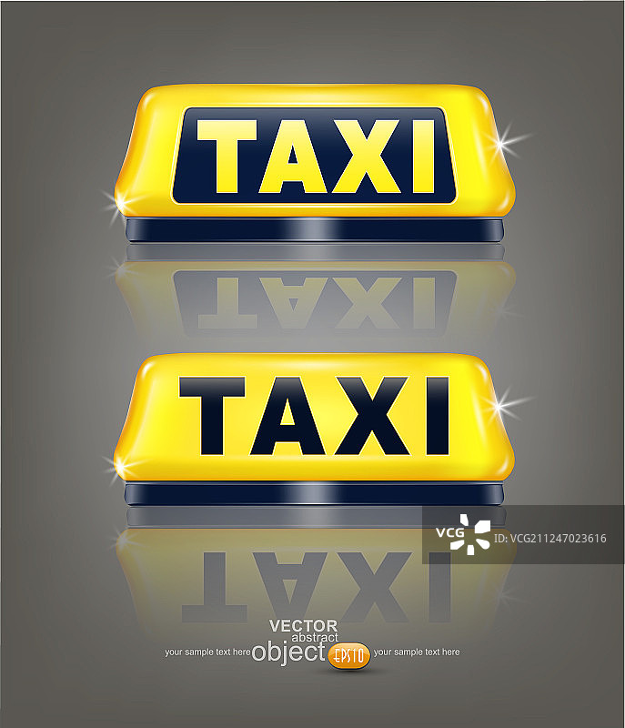 一组带反射的出租车标志图片素材