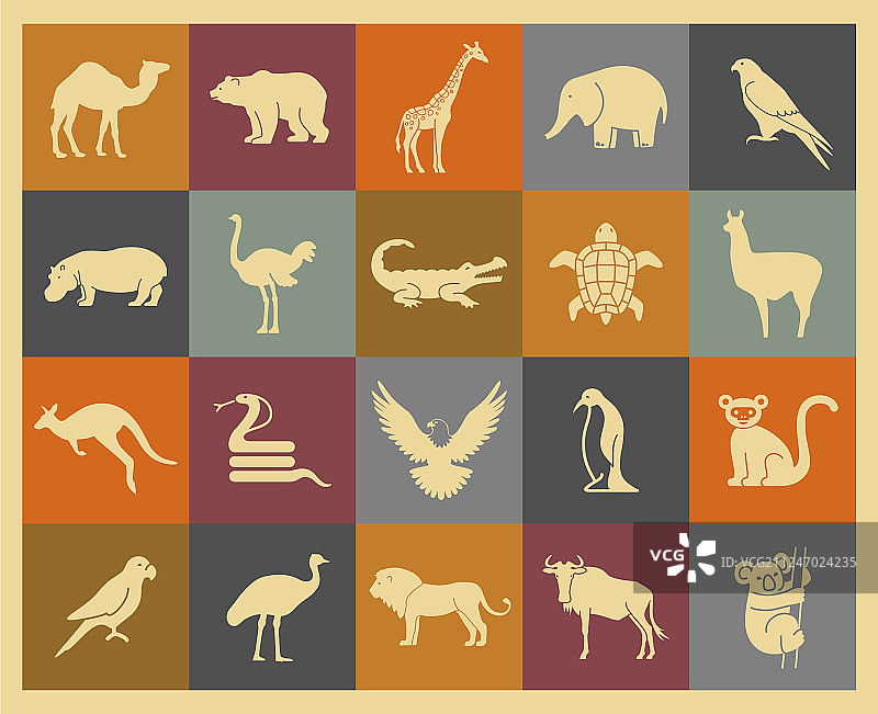 野生动物图标集图片素材