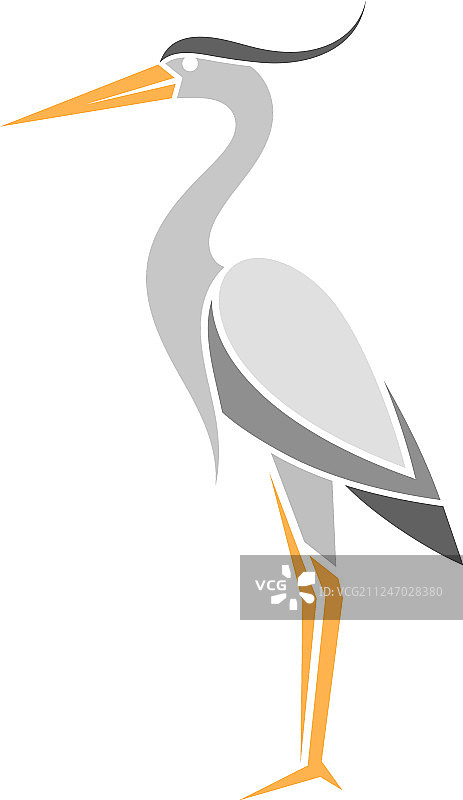 白色背景上的抽象鹭鸟图片素材