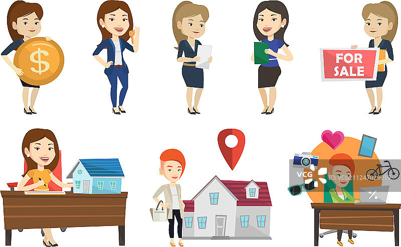 房地产经纪人和房主图片素材