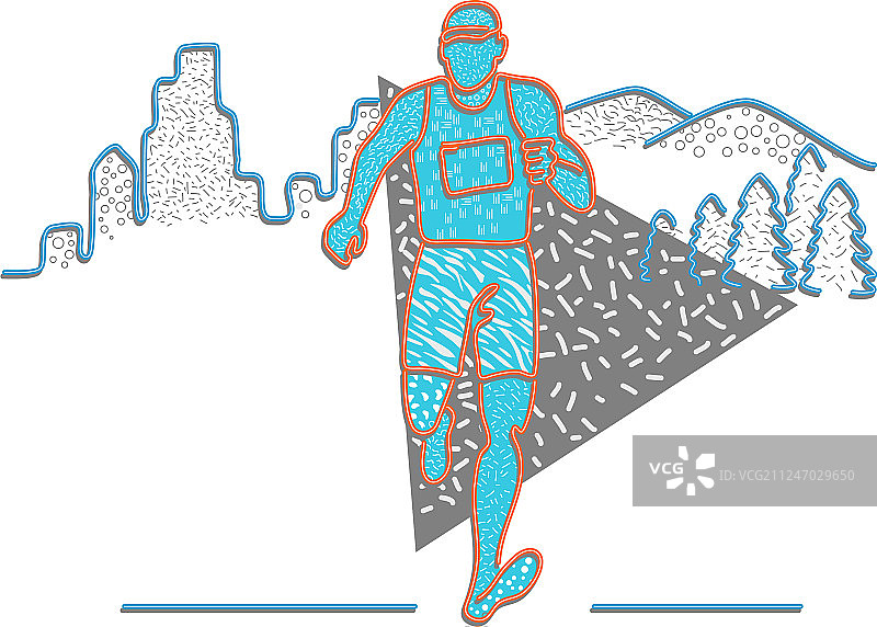 孟菲斯风格的马拉松赛跑者图片素材