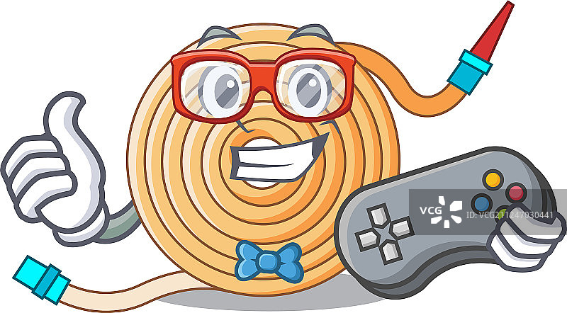 游戏玩家用水管灭火图片素材