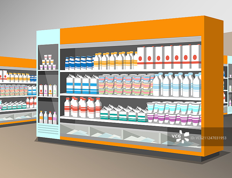 商店里的牛奶产品货架图片素材