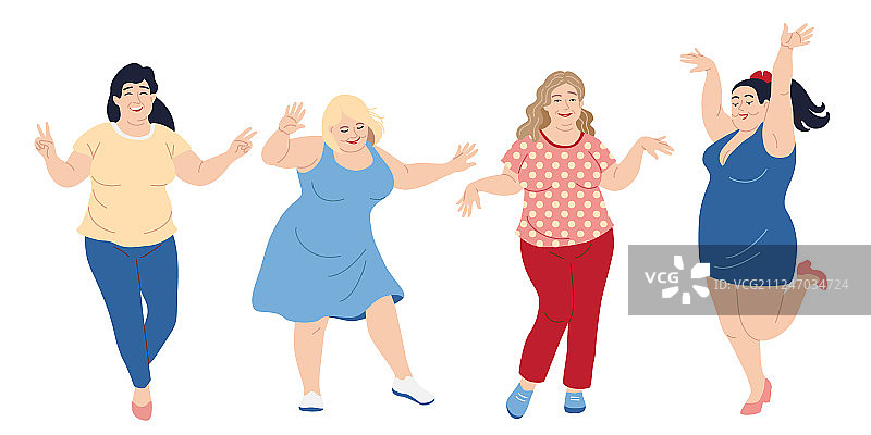 跳舞的快乐大码女人图片素材