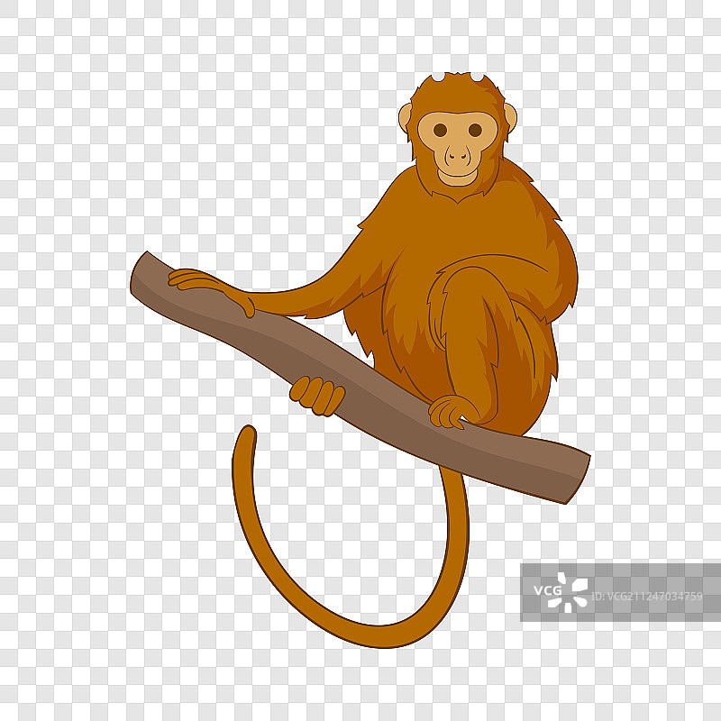 卡通风格的猴子坐在树枝上的图标图片素材