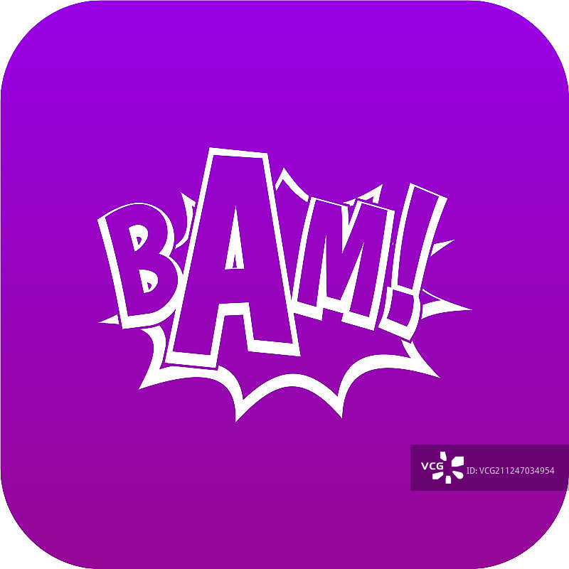 紫色 BAM 漫画书气泡图标数字图片素材