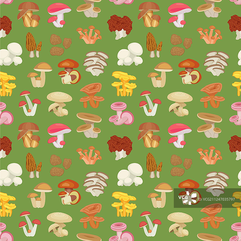 食用蘑菇无缝图案图片素材