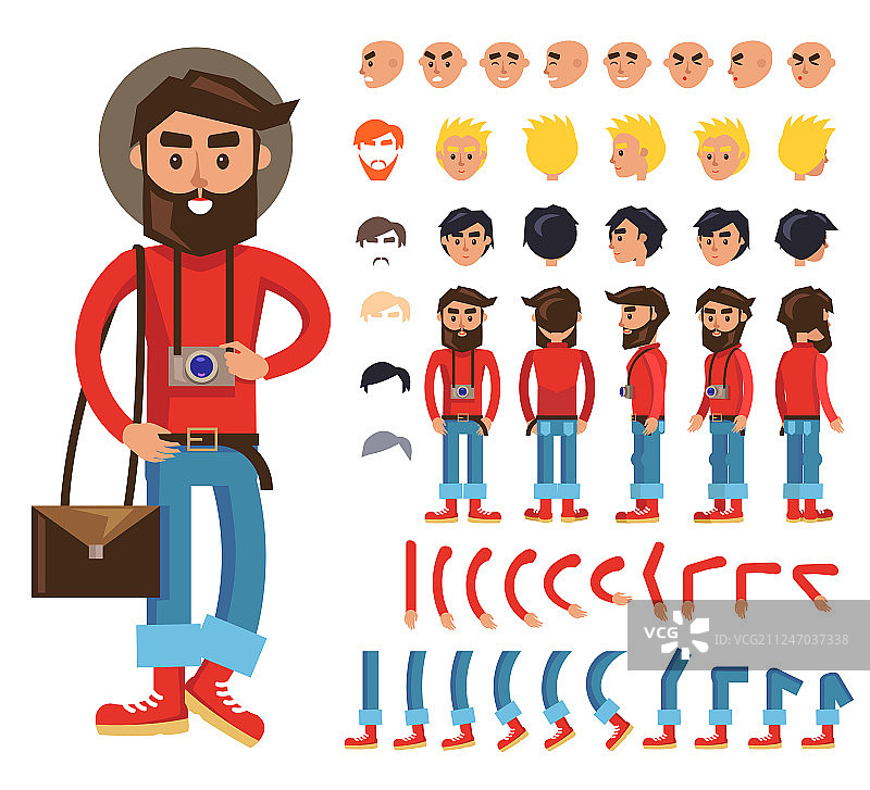 卡通潮男角色构造器图片素材