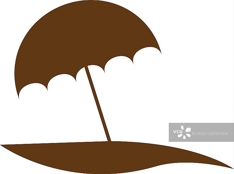 棕色剪影海滩与遮阳伞图片素材