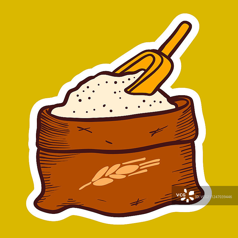 手绘风格面粉袋图标图片素材