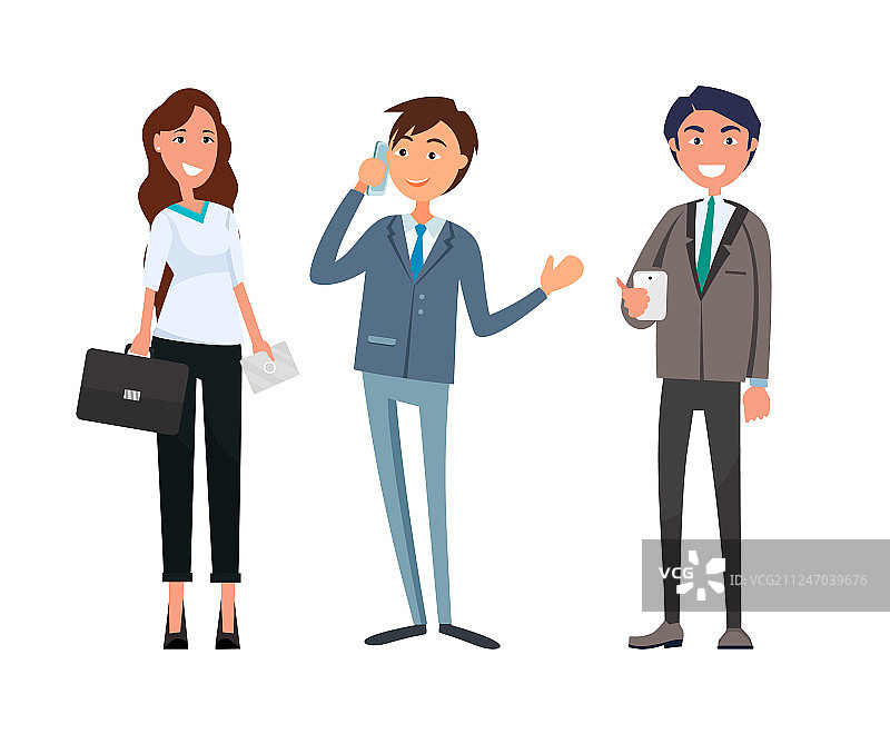 男人与女商人和男商人会面图片素材