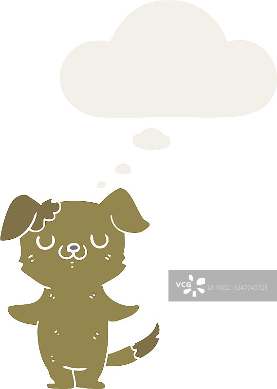 复古风格卡通小狗和想法泡泡图片素材