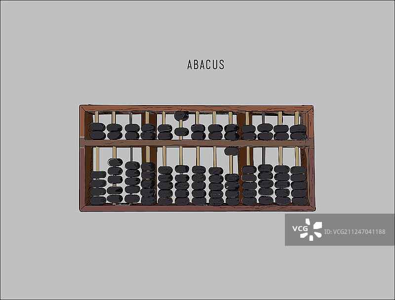 带黑色算珠的木制算盘图片素材