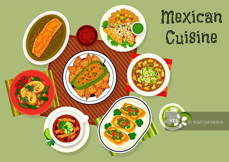 墨西哥美食图标，含汤和三明治图片素材