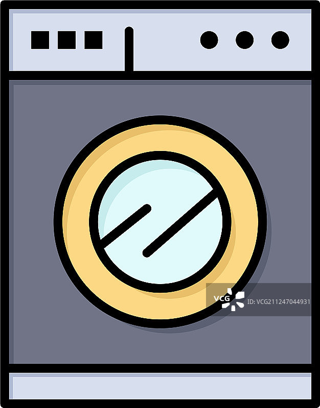 厨房洗碗机扁平彩色图标图片素材