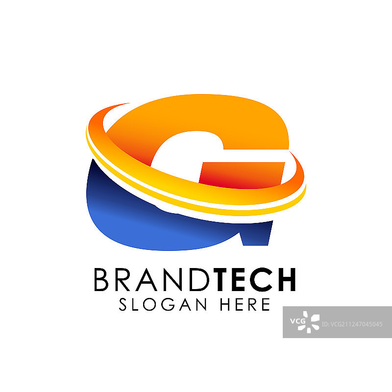 字母G标志设计模板，数字科技风格图片素材