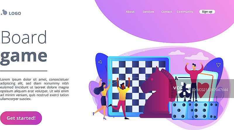桌面游戏概念着陆页图片素材