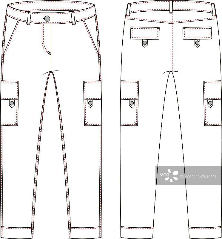 时尚牛仔裤工艺草图图片素材