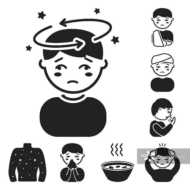 生病的人黑色图标集合图片素材