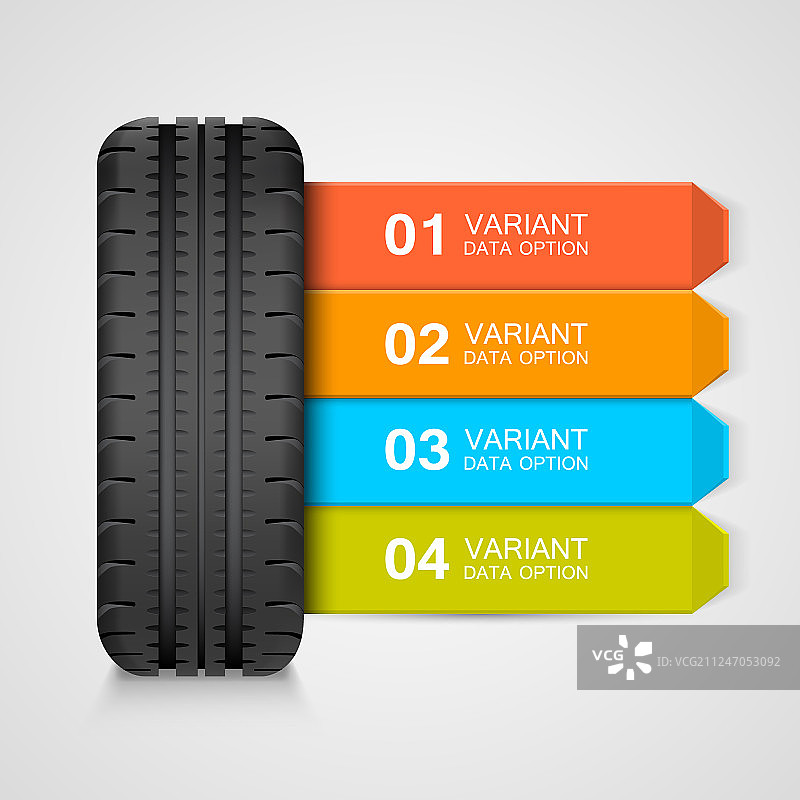 黑色橡胶轮胎彩色信息图图片素材