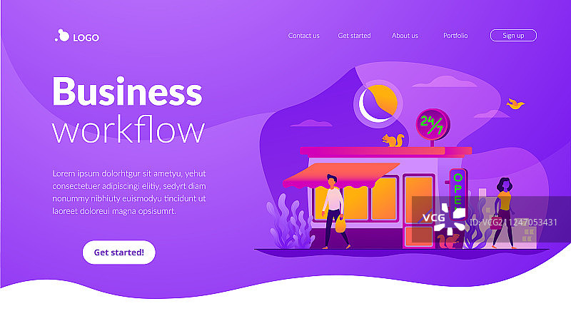 24/7服务着陆页模板图片素材