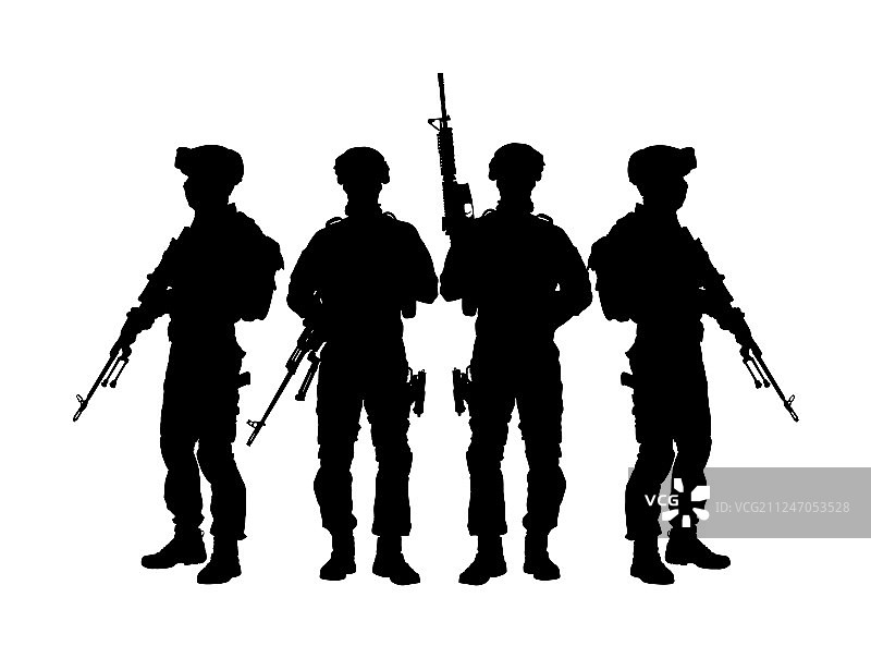 士兵持狙击步枪执勤剪影图片素材