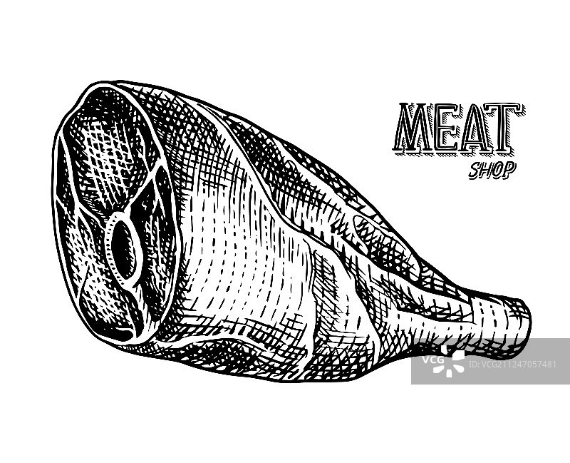 烤肉：生猪肉或牛肉腿烧烤美食图片素材