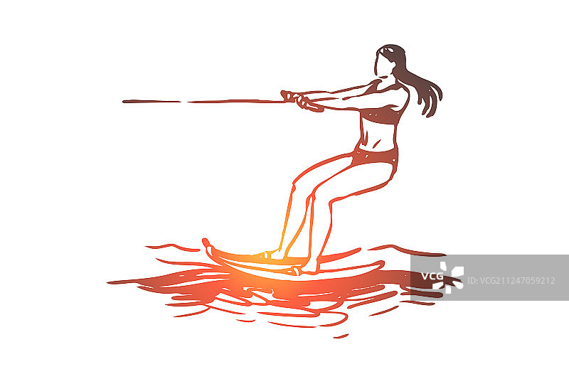 海上滑水夏季水上活动概念图片素材