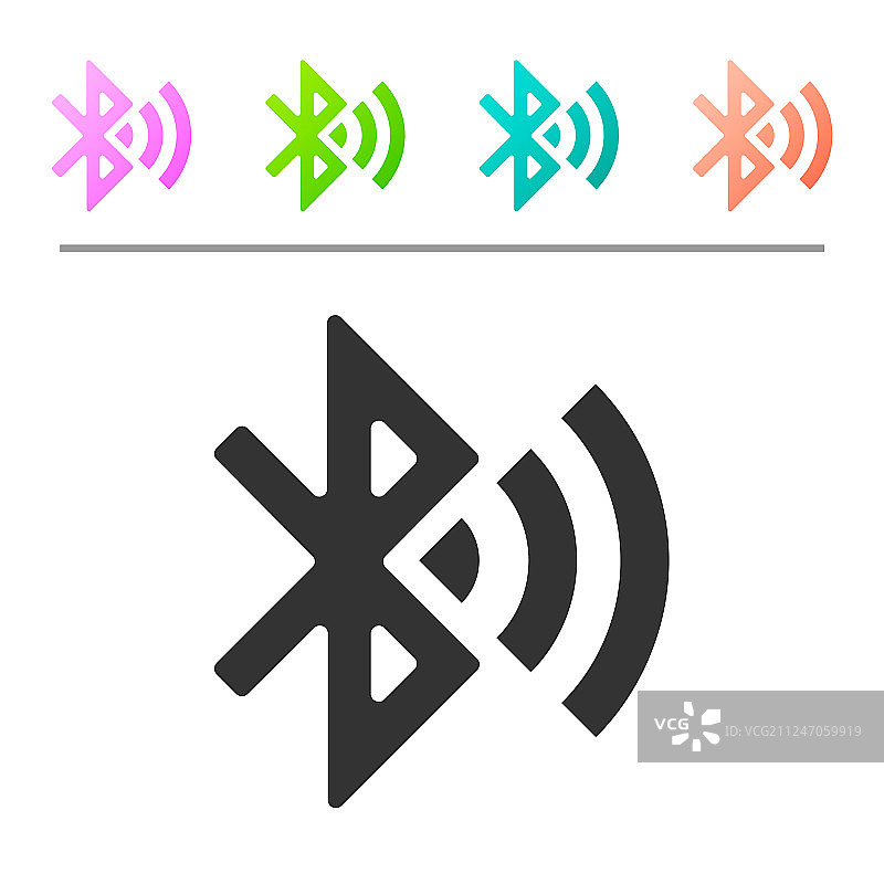 灰色蓝牙连接图标，白色背景图片素材