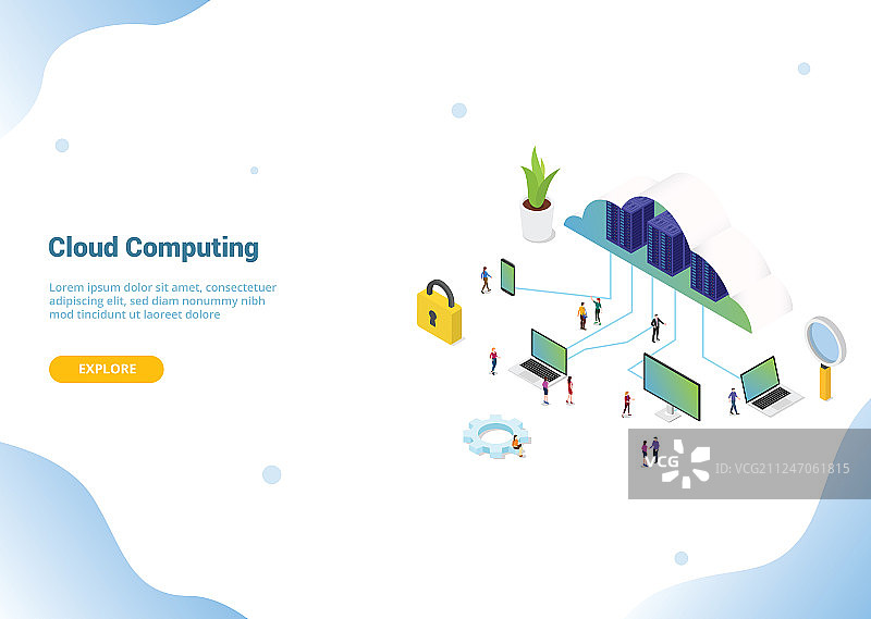 2.5D网站云计算概念图片素材