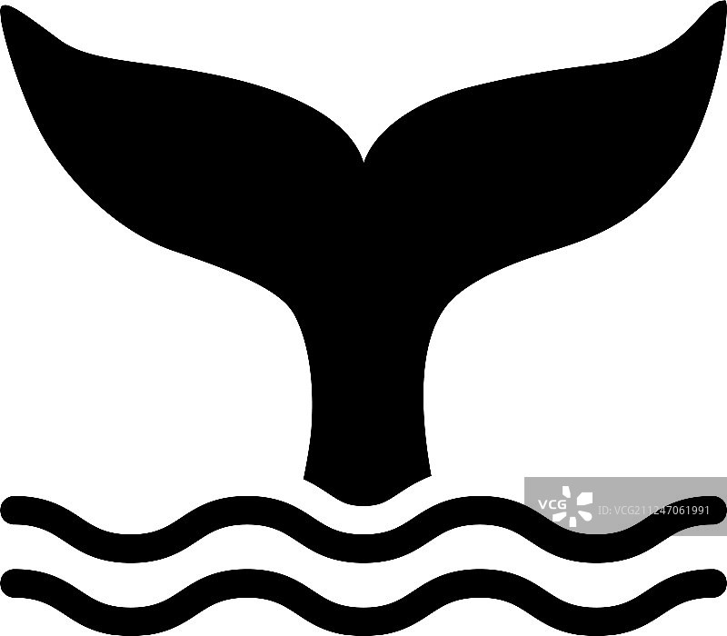 鲸鱼尾巴或美人鱼尾巴波浪图标图片素材