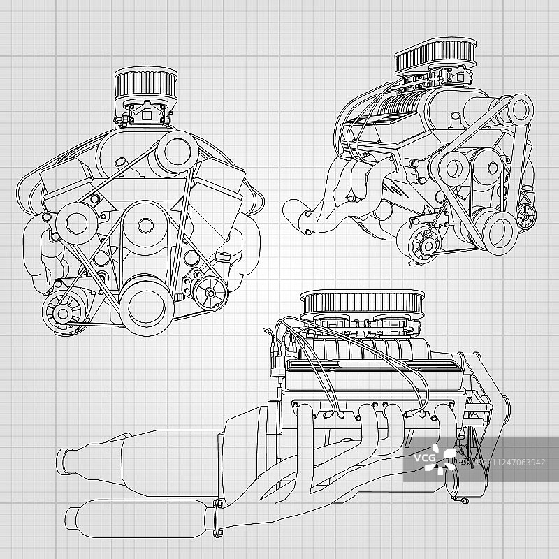一组强大的汽车发动机图片素材