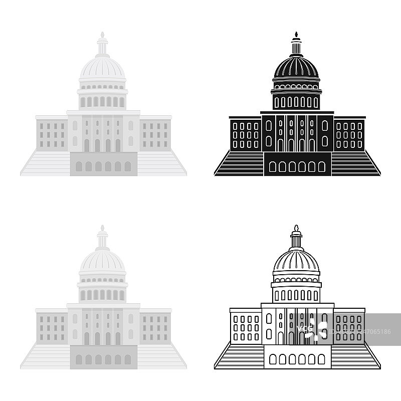 卡通风格美国国会大厦图标图片素材