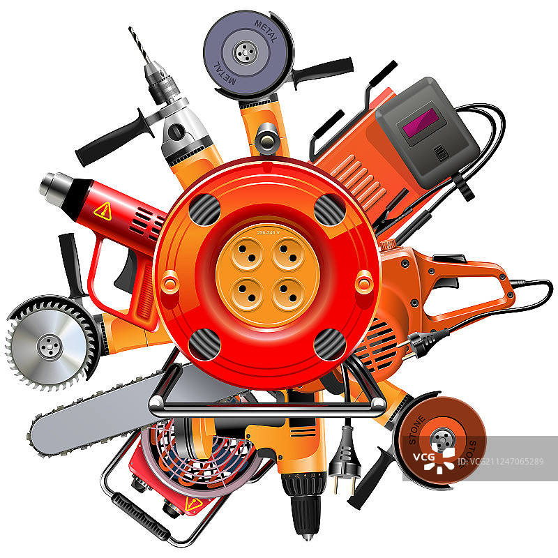 带电动工具的电缆卷轴图片素材