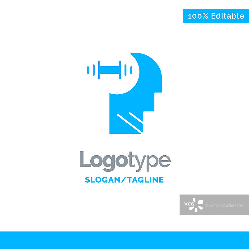 训练大脑哑铃头部蓝色商业标志图片素材