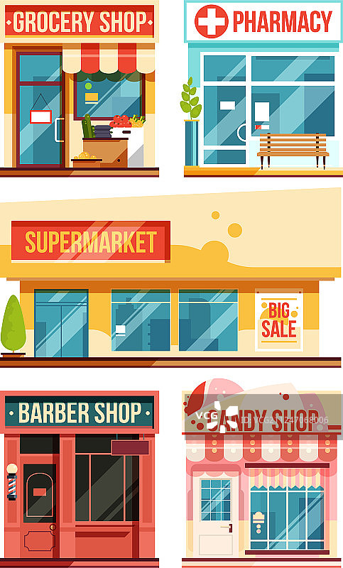 快餐店和精品店图片素材