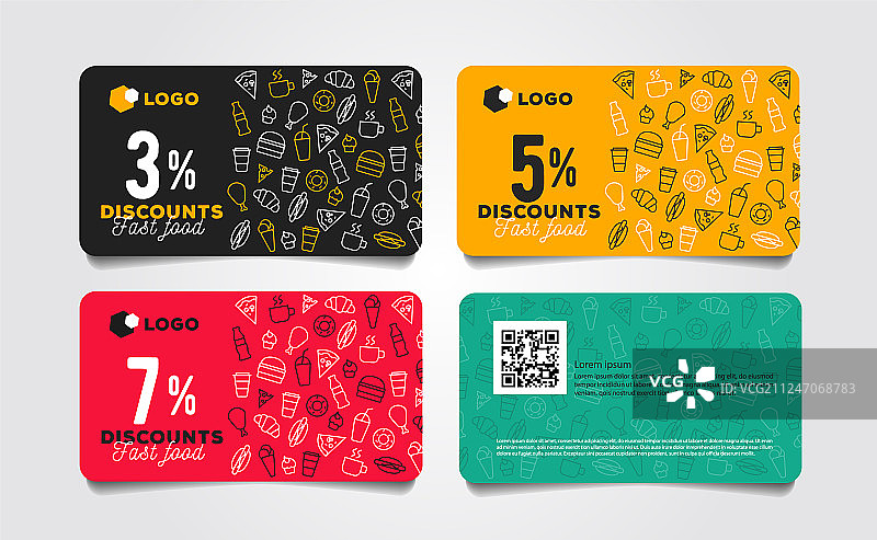 快餐折扣卡或优惠券模板设计图片素材