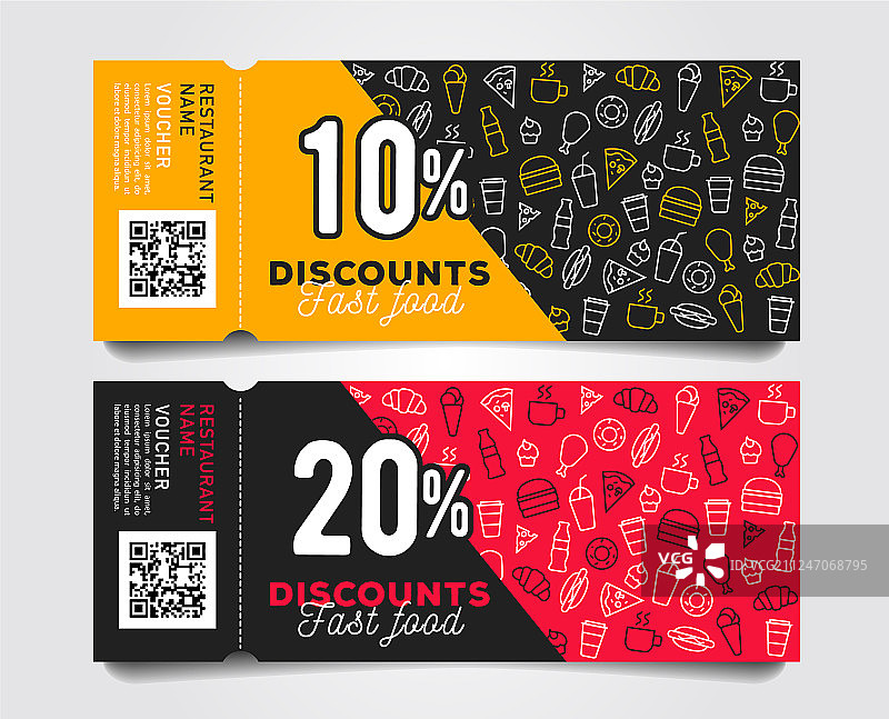 带条形码的快餐优惠券图片素材
