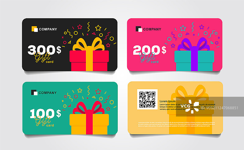 带礼品盒的购物礼品卡模板图片素材