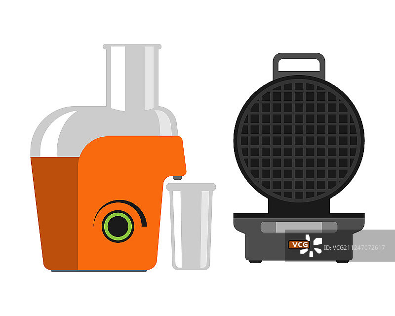 白色背景上的橙色电动榨汁机图片素材