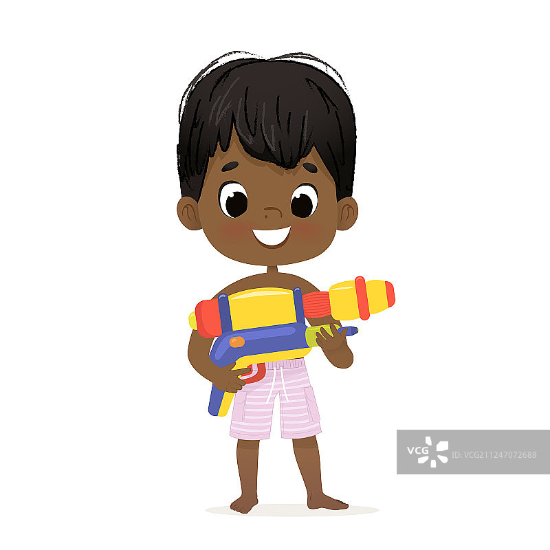 笑容满面的可爱非裔美国宝宝拿着玩具图片素材
