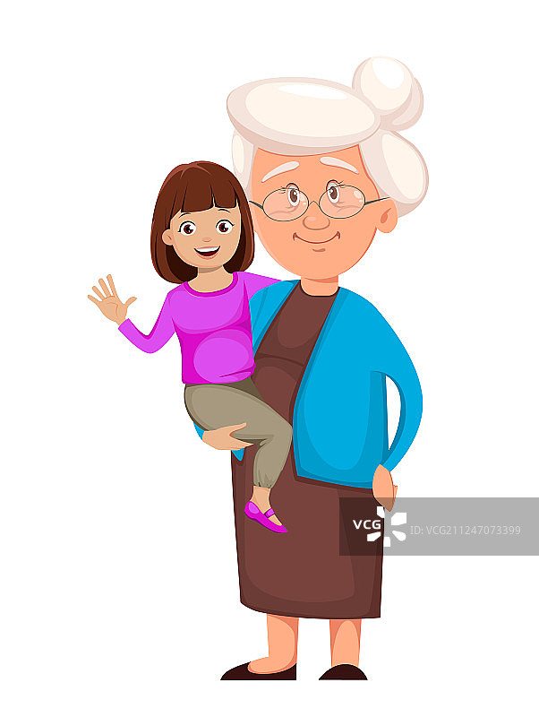 奶奶和她的孙女图片素材