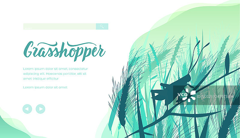 蚱蜢主题着陆页模板图片素材