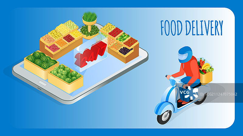食品配送服务2.5D Banner模板图片素材