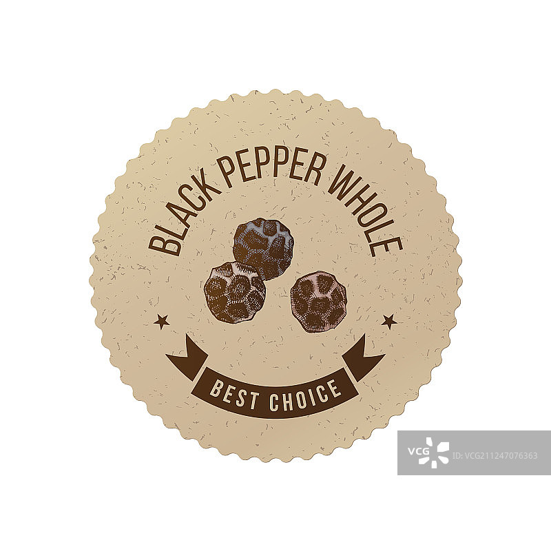 带有手绘胡椒粒的黑胡椒标志图片素材