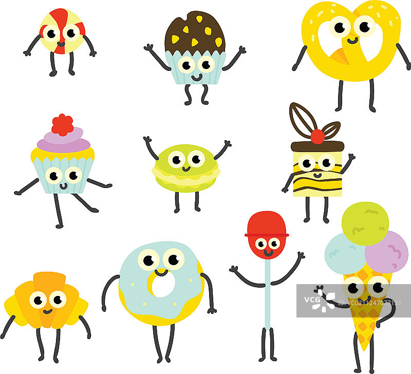 卡通甜点套餐图片素材