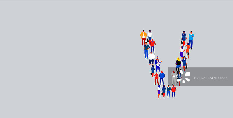 形成字母V的商业人群图片素材